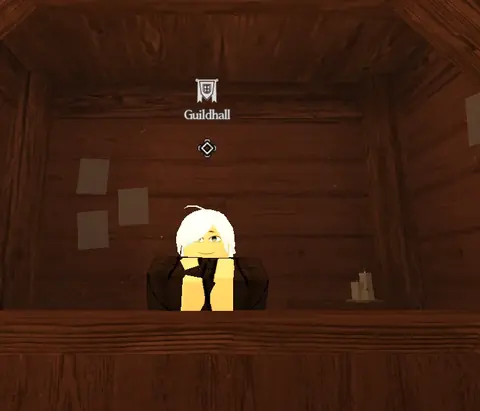Eleanor at the Guild Hall desk in Clover RPG